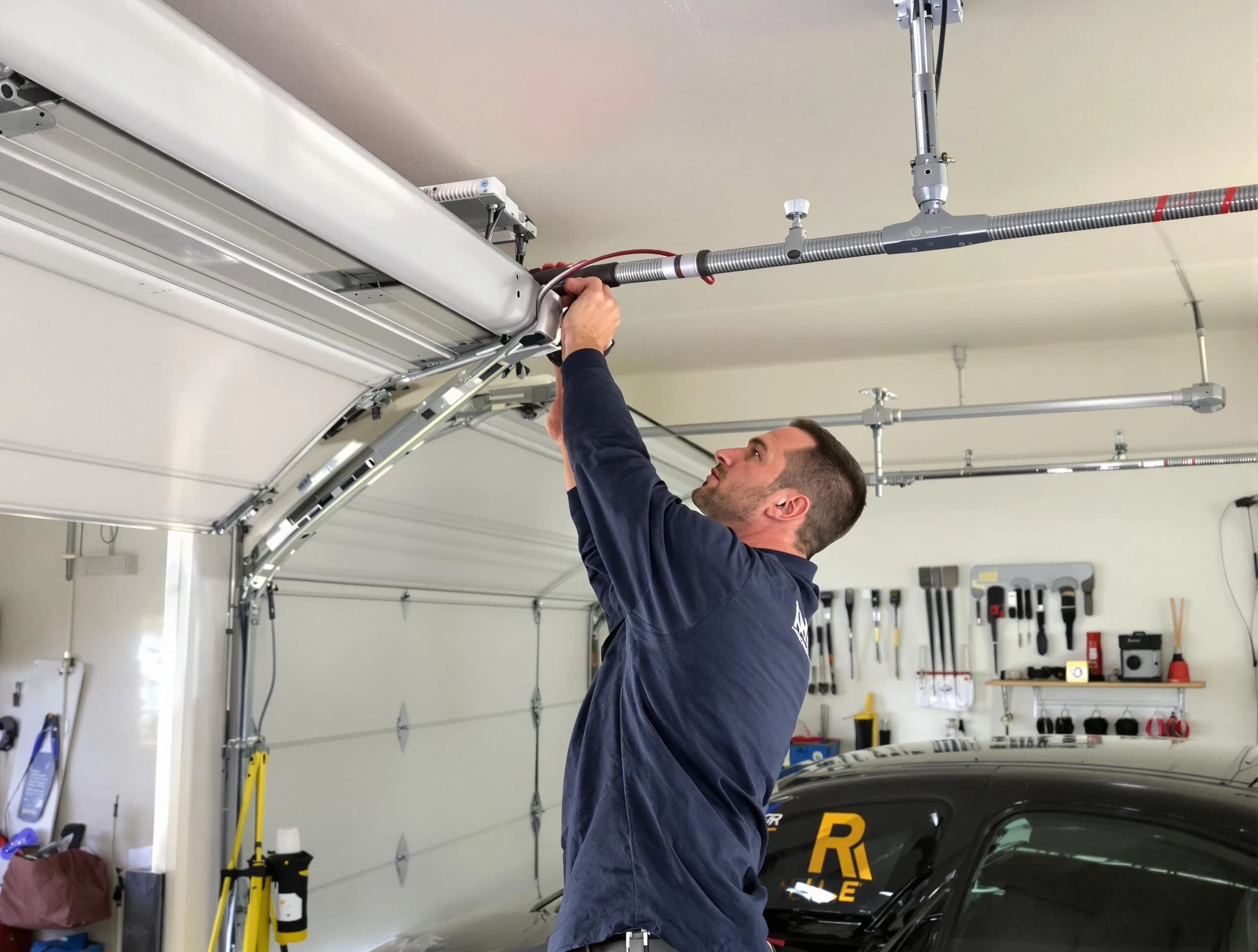 Belmont Garage Door Repair technician performing garage door cable repair in Belmont