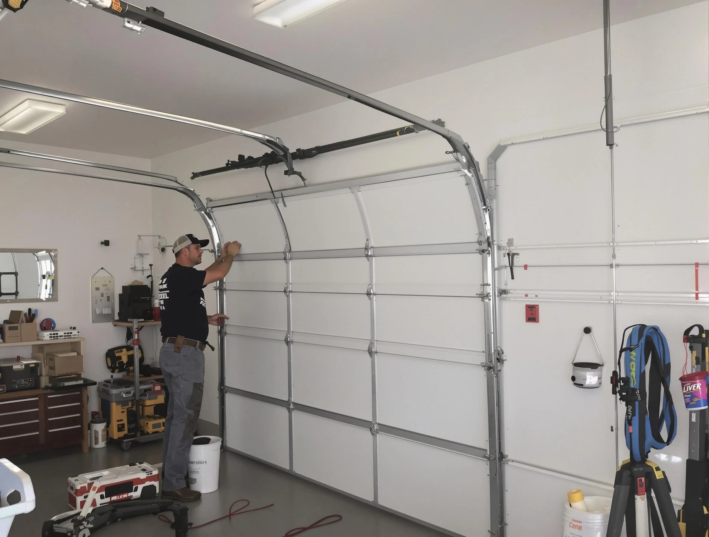 Belmont Garage Door Repair team installing new garage door in Belmont