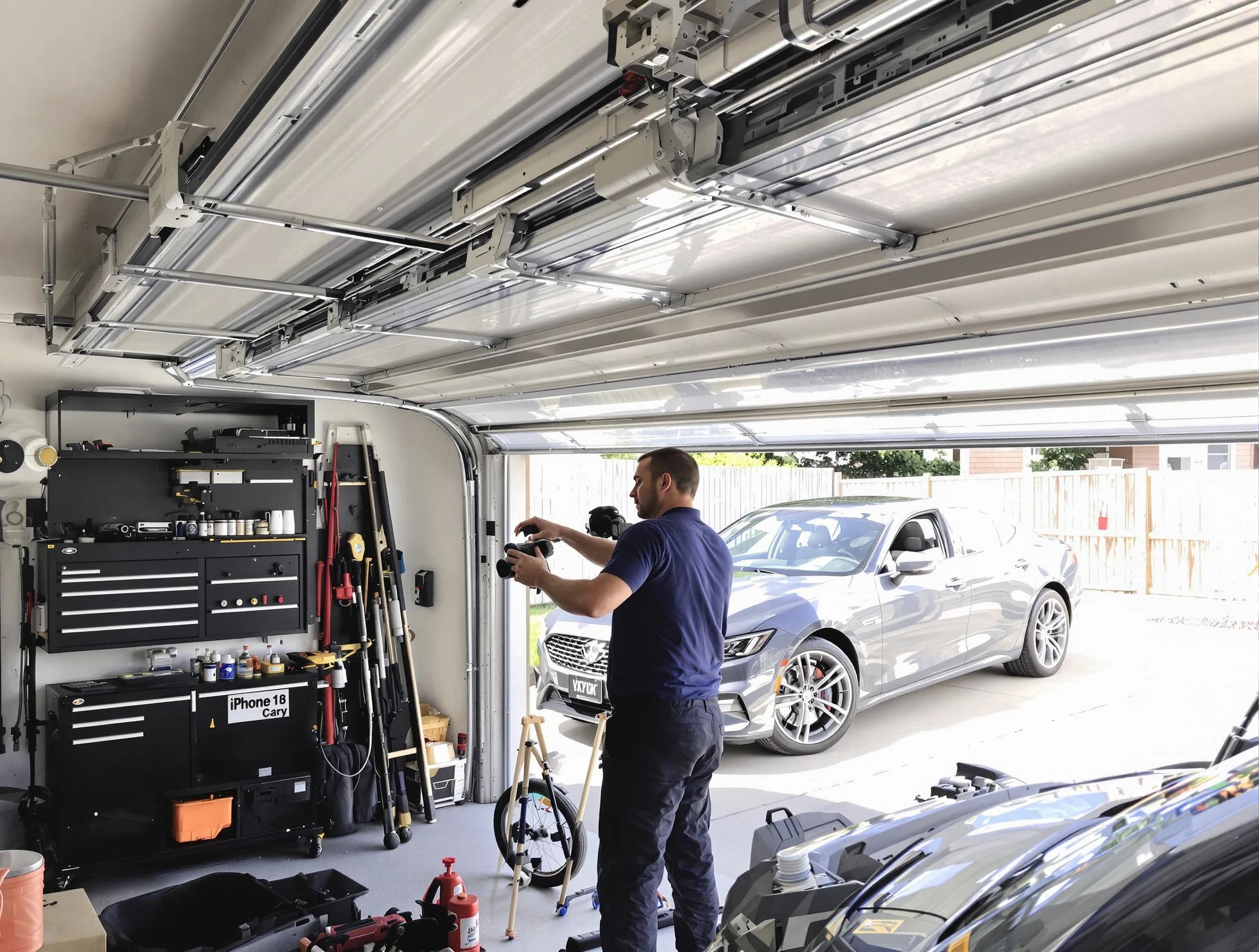 Belmont Garage Door Repair technician fixing noisy garage door in Belmont