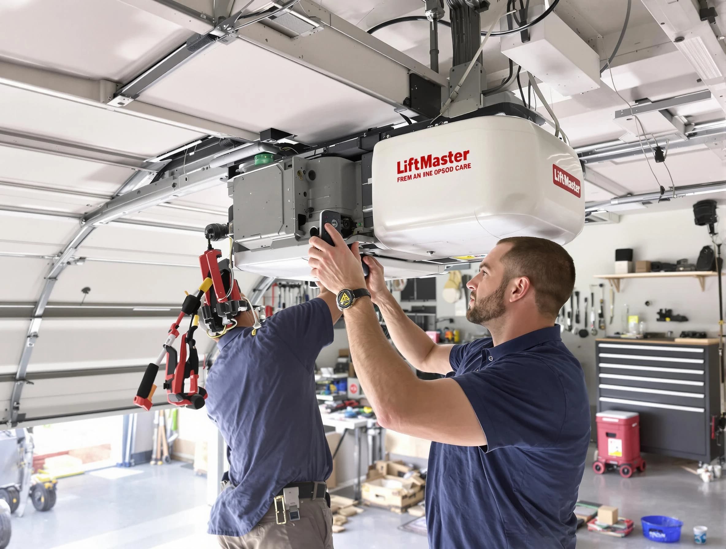 Belmont Garage Door Repair technician performing advanced diagnostics on garage opener in Belmont