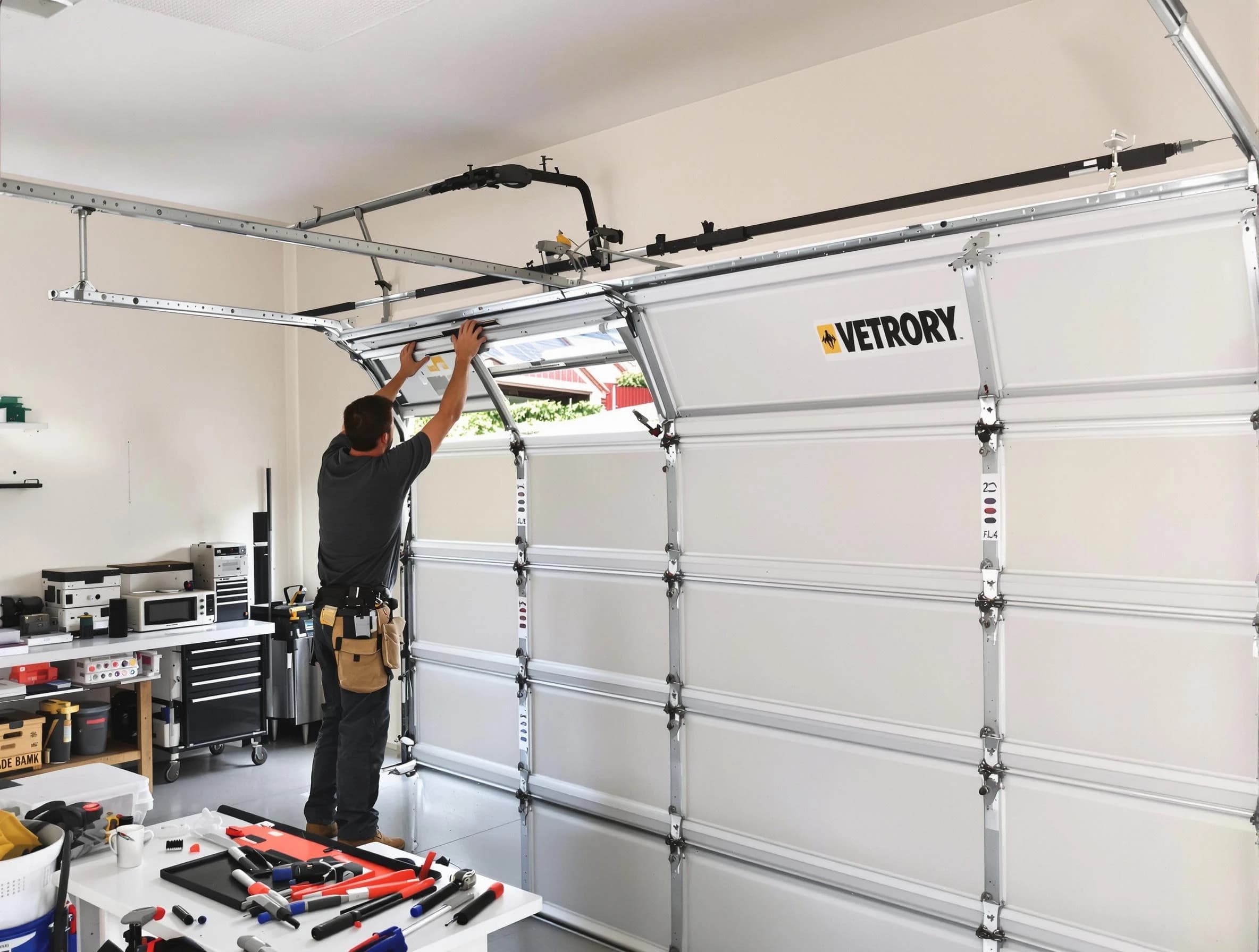 Belmont Garage Door Repair technician performing section replacement in Belmont